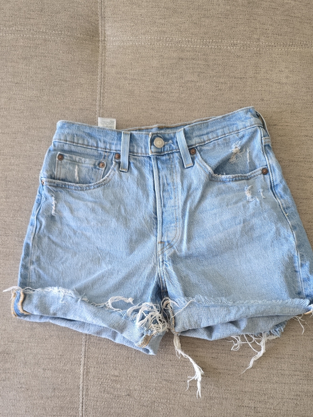 Levi's Light Blue Distressed Roll-Hem Button Fly Jean Shorts Sz 26